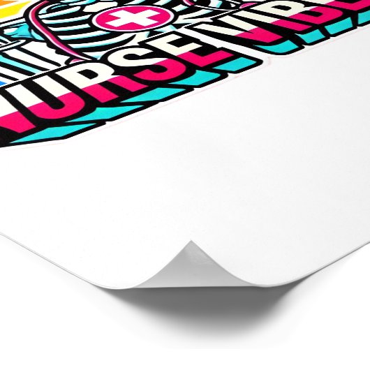 Retro Neon Skeleton Nurse - Funny Spooky Medical D Poster (Hoek)