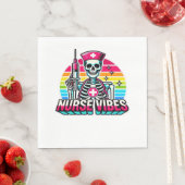 Retro Neon Skeleton Nurse - Funny Spooky Medical D Servet (Insitu)