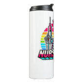 Retro Neon Skeleton Nurse - Funny Spooky Medical D Thermosbeker (Gedraaid links)