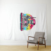 Retro Neon Skeleton Nurse - Funny Spooky Medical D Wandkleed (In Situ (horizontaal))