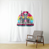 Retro Neon Skeleton Nurse - Funny Spooky Medical D Wandkleed (In situ)