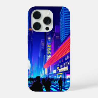 Retro Neon Stadslandschap Pop Art iPhone Hoesje 15 Pro Case
