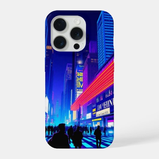Retro Neon Stadslandschap Pop Art iPhone Hoesje 15 Pro Case (Achterkant)