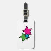 Retro Neon Stars Grafisch Gepersonaliseerd Bagagelabel (Voorkant verticaal)