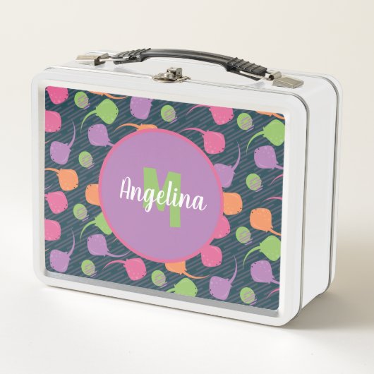 Retro Neon Stingray Metal Lunch Box (Voorkant)