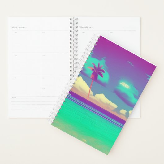 Retro neon strand palmboom planner (Display)