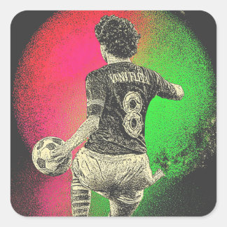 Retro Neon Striker – 80s Vaporwave Voetbal Sticker