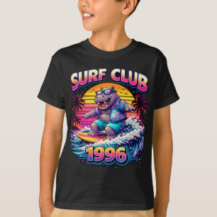 Retro Neon Surf Hippo T-shirt – Surf Club 1996 Vap