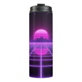 Retro Neon Synthwave Oneindige Raster Thermische T Thermosbeker