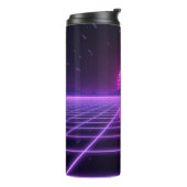 Retro Neon Synthwave Oneindige Raster Thermische T Thermosbeker (Gedraaid links)