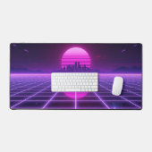 Retro Neon Synthwave Oneindigheidsraster Horizon E Bureaumat (Keyboard & Muis)