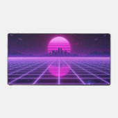 Retro Neon Synthwave Oneindigheidsraster Horizon E Bureaumat (Voorkant)