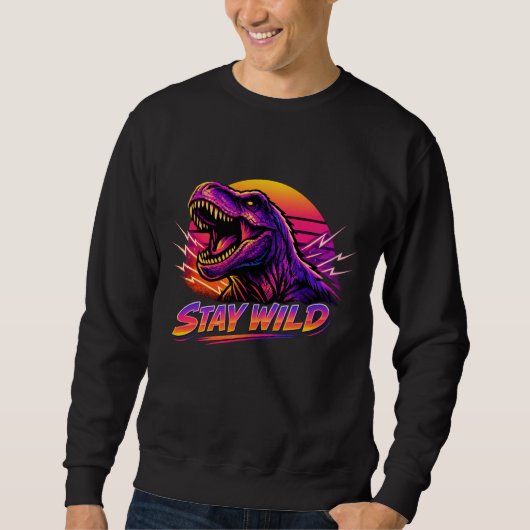 Retro Neon T-Rex Gebrul Trui (Voorkant)