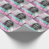 Retro Neon Teken met Zwart & Wit Foto Zoet 16 Cadeaupapier (Hoek)