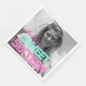 Retro Neon Teken met Zwart & Wit Foto Zoet 16 Servet (Hoek)