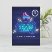 Retro neon tekenen verjaardag kaart (Staand voorkant)