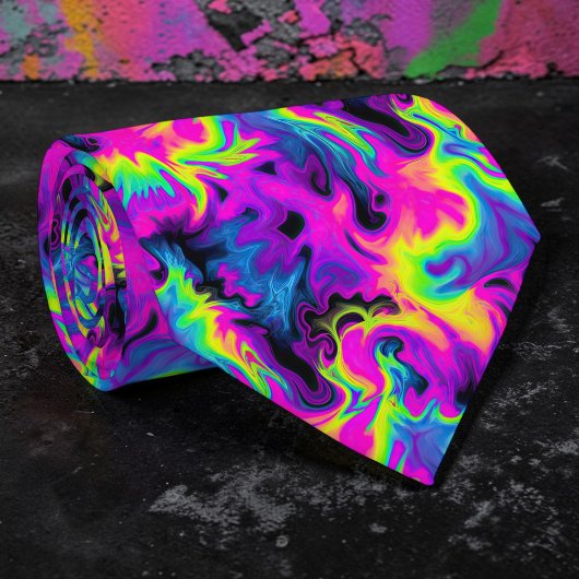 Retro Neon Tie-Dye Aangepaste Das