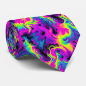 Retro Neon Tie-Dye Aangepaste Das (Opgerold)