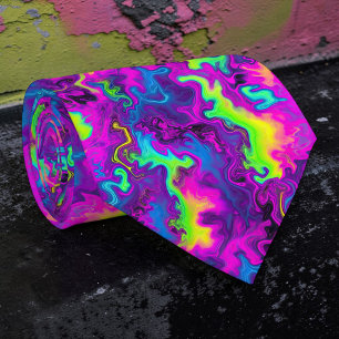 Retro Neon Tie-Dye Op maat gemaakte stropdas