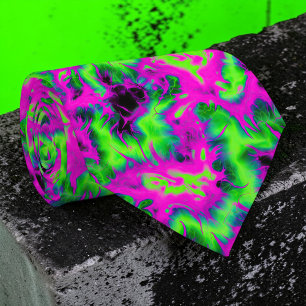 Retro Neon Tie-Dye Op maat gemaakte stropdas