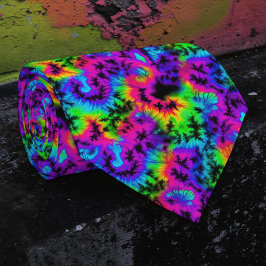 Retro Neon Tie-Dye Op maat gemaakte stropdas