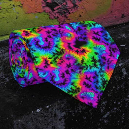 Retro Neon Tie-Dye Op maat gemaakte stropdas