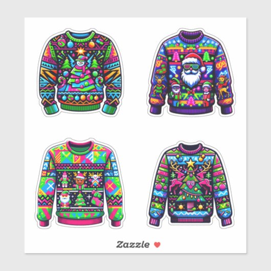 Retro Neon Vakantie Sweater Stickers (Vel)