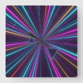 Retro Neon Wall Clock – 80s Futuristic Design Vierkante Klok (Voorkant)