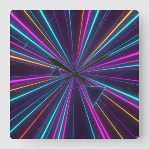 Retro Neon Wandklok – 80s Futuristisch Design