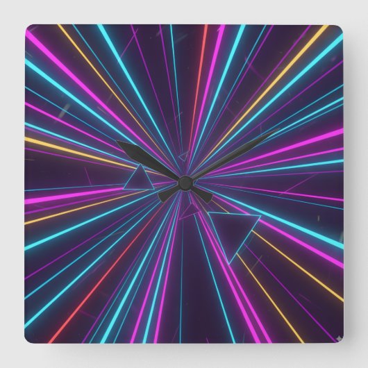 Retro Neon Wandklok – 80s Futuristisch Design (Voorkant)
