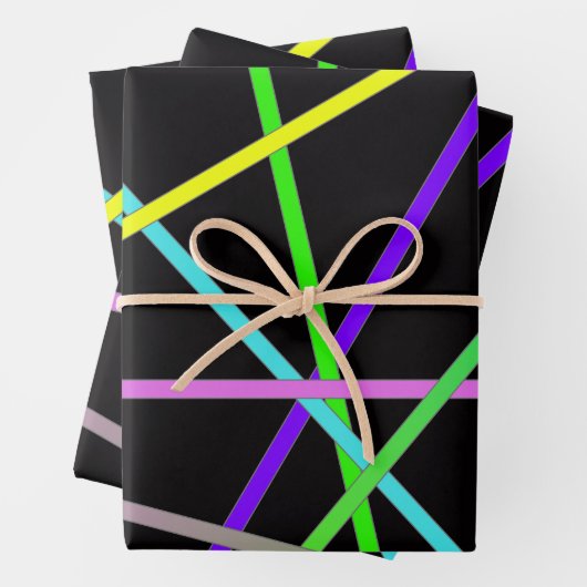 Retro Neon Wrapping Paper Flat Sheet Set 3 (In situ)
