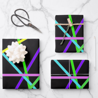 Retro Neon Wrapping Paper Flat Sheet Set 3