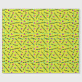 Retro Neon Yellow Doddle Pattern van 80/90 Cadeaupapier (Vlak)