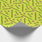 Retro Neon Yellow Doddle Pattern van 80/90 Cadeaupapier (Hoek)
