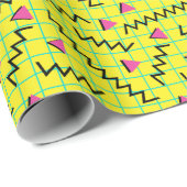 Retro Neon Yellow Doddle Pattern van 80/90 Cadeaupapier (Rol Hoek)