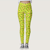 Retro Neon Yellow Doddle Pattern van 80/90 Leggings (Voorkant)