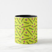 Retro Neon Yellow Doodle Pattern van 80 en 90 Mok (Midden)