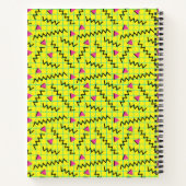 Retro Neon Yellow Doodle Pattern van 80 en 90 Notitieboek (Achterkant)