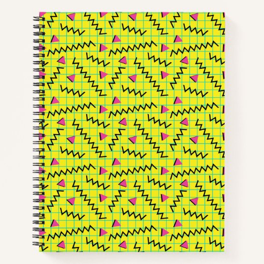 Retro Neon Yellow Doodle Pattern van 80 en 90 Notitieboek (Voorkant)