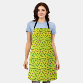 Retro Neon Yellow Doodle Pattern van 80 en 90 Schort (Gedragen)