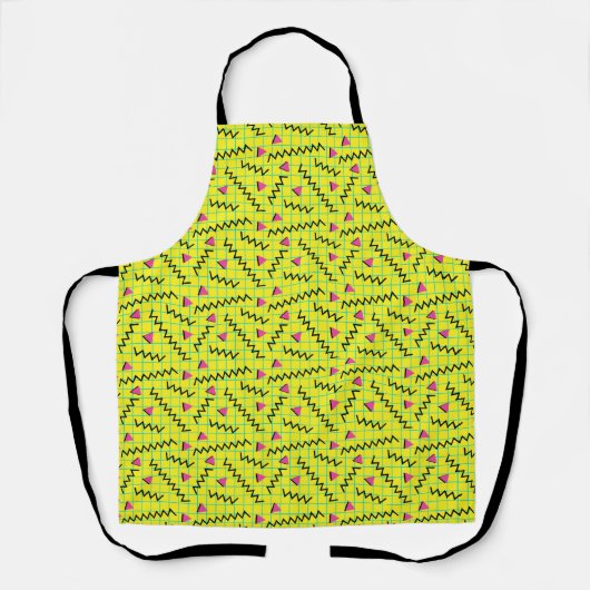 Retro Neon Yellow Doodle Pattern van 80 en 90 Schort (Voorkant)
