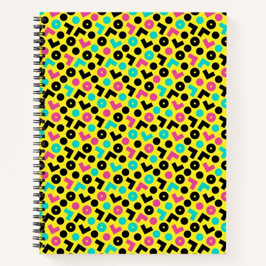 Retro Neon Yellow Pattern van 80/90 Notitieboek (Voorkant)