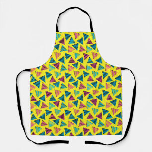 Retro Neon Yellow Triangle Pattern van 80 en 90 Schort