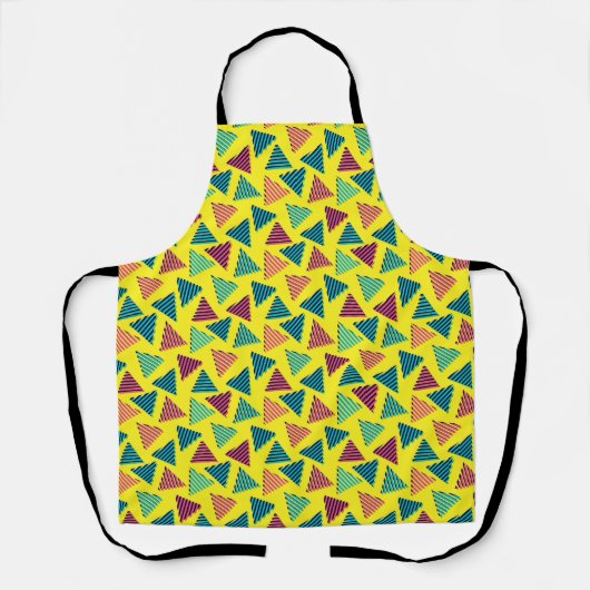 Retro Neon Yellow Triangle Pattern van 80 en 90 Schort (Voorkant)