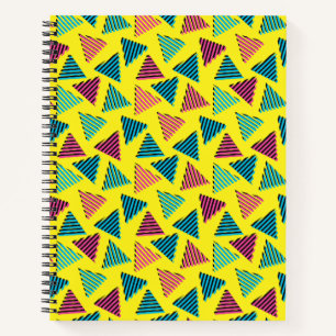 Retro Neon Yellow Triangles Pattern van 80 en 90 Notitieboek