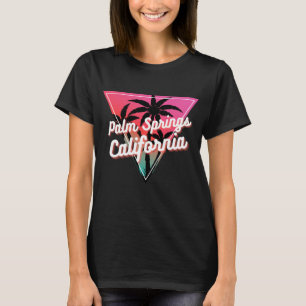 Retro Neon Zonsondergang Palm Bomen Palm Springs T-shirt