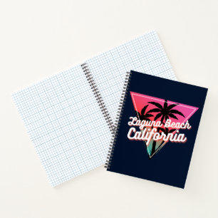 Retro Neon Zonsondergang Palmboom Laguna Beach Notitieboek