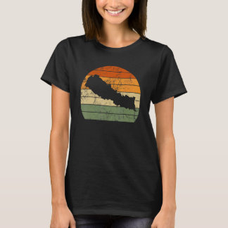 Retro Nepal Kaart Zonsondergang Constitutie Dag T-shirt