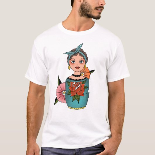 Retro Nesting Doll Tattoo T-shirt (Voorkant)