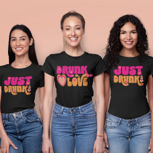 Retro net Drink Drink in Liefde Bachelorette T-shirt